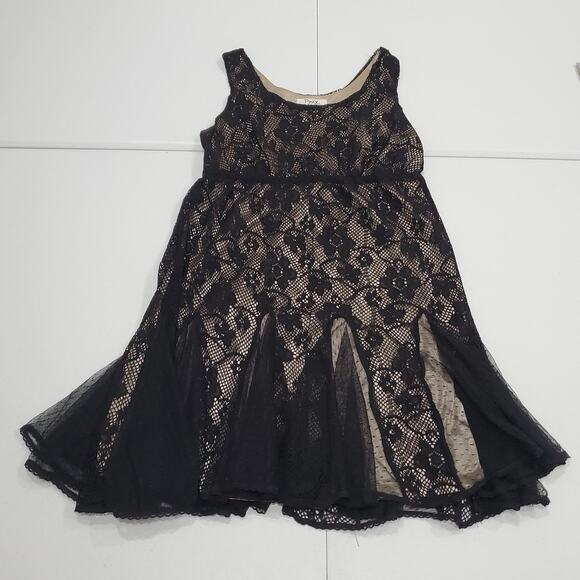 Whimsigoth Dress Womens Large Black Nude Lace Overlay Fit & Flare Sleeveless - Picture 1 of 8